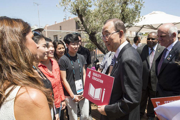 Photo: UN Secretary-General Ban Ki-moon meets with winners of the Cannes Young Lions competition in France. Credit; UN Photo/Eskinder Debebe