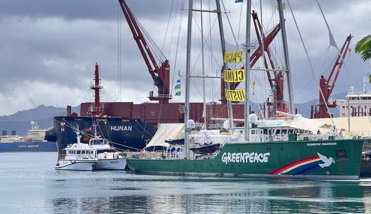 Photo: Greenpeace Rainbow Warrior berthed in Suva harbour in Fiji. Credit: Sera Sefeti.
