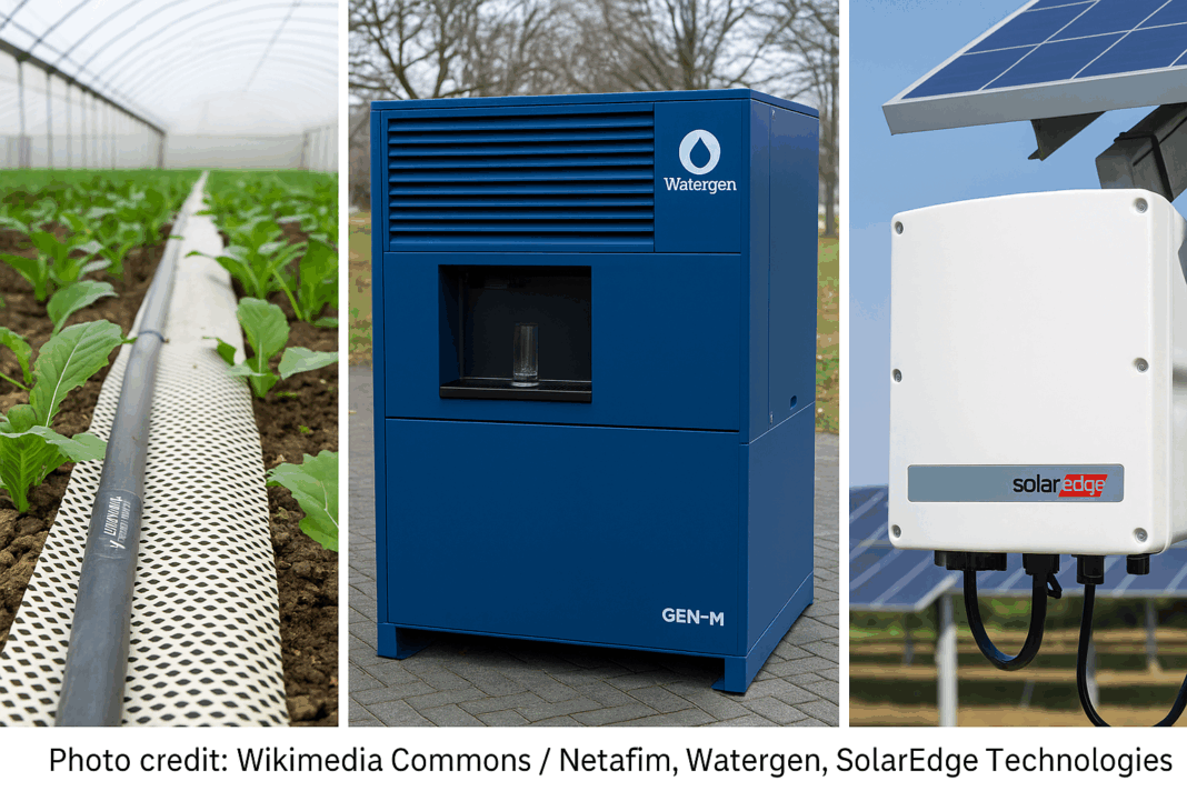 Photo credit: Wikimedia Commons / Netafim, Watergen, SolarEdge Technologies
