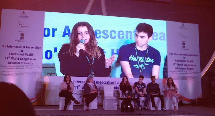 Photo: A panel of experts discussing mental health challenges faced by adolescents at the 11th World Congress on Adolescent Health in New Delhi. Credit: Stella Paul - IDN | INPS