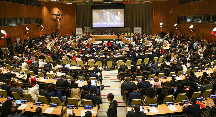 Photo: The 2018 High-Level Political Forum on Sustainable Development concluded on 16 July, following a full day of Voluntary National Reviews, and the continuation of the High-Level General Debate in the afternoon. A Ministerial Declaration was adopted during the closing session on the theme 'Transformation towards sustainable and resilient societies.' Photo by IISD/ENB | Kiara Worth