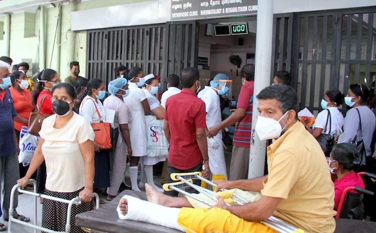 Chaotic scenes at a government hospital outpatients clinic. Credit: Lanka House