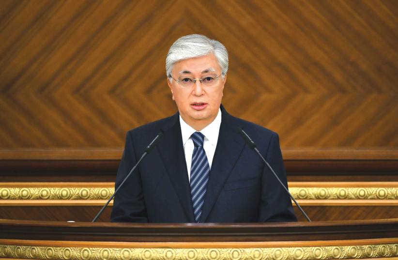 PRESIDENT KASSYM-JOMART TOKAYEV: ‘In this atmosphere of tension and increasing geopolitical turbulences, it is vitally important to develop new approaches to strengthening inter-civilizational dialogue and trust.’ (photo credit: OFFICE OF THE PRESIDENT)