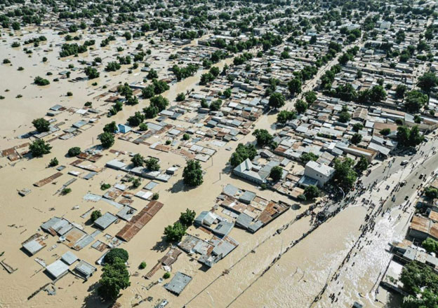 A village in Nigeria that has been flooded due to the collapse of the Alau dam in Maiduguri. Credit: Esty Sutyoko/OCHA