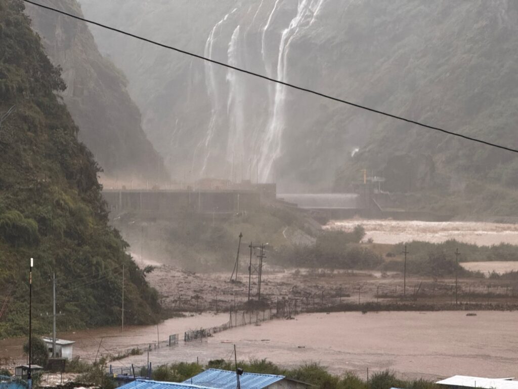 BIBLICAL RAIN: Photo taken during catastrophic rain on 27-28 September at the Upper Tamakosi project site that destroyed the control room, killing four staff and burying the sedimentation tanks. Photo: RSS