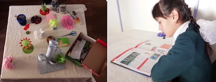 Photo: Collage of Crafts (left) and Sohibdavlat Qalandarkhonova (right).