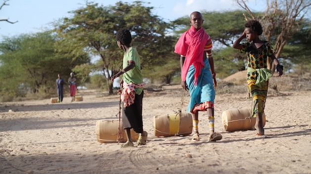 The Long Walk for Water: Children and youth in Marsabit trek scorching terrain with heavy jerrycans, as drought steals livestock and strains survival. Credit: Charles Kariuki/IPS