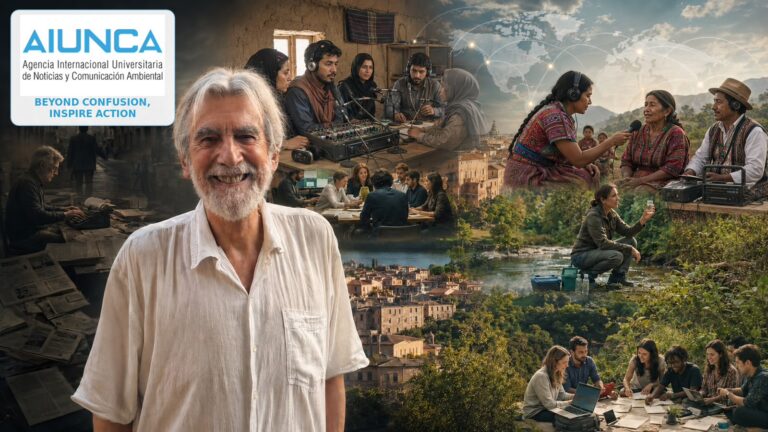 La visione del giornalismo di Ricardo Grassi collega i media universitari, i reporter professionisti e le comunità locali, dall'Afghanistan all'America Latina, trasformando la conoscenza affidabile e radicata localmente in dialogo e azione attraverso la rete globale di AIUNCA. Grafico: INPS Japan
