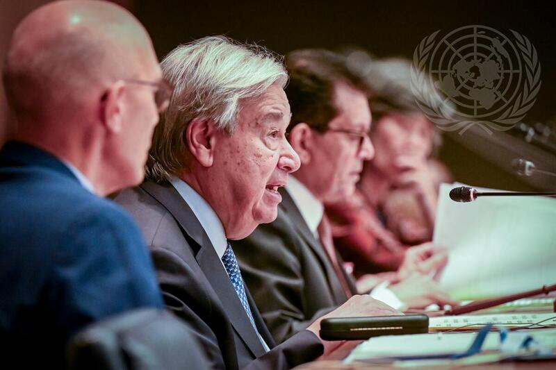 Secretary-General António Guterres (second from left) addressing the high-level segment of the General Assembly to commemorate the 40th anniversary of the Declaration on the Right to Development. Also visible (from left to right) are Volker Türk, United Nations High Commissioner for Human Rights; Khalilur Rahman, President of the 81st session of the United Nations General Assembly; and Chee Yoke Ling, Executive Director of the Third World Network (TWN). Credit: UN Photo/Laura Jarriel